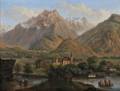 Marcus Pernhart Austrian 18241871 Mountain Valley with Church River and Distant Village