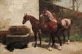 Scott Leighton American 18491898 Two Horses at a Trough