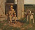 Arthur Hoeber American 18541915 Portrait of a Man Possibly Amish or Mennonite with Sharpening Stone