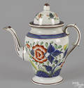 Gaudy Dutch porcelain carnation coffee pot 19th c