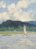 Walter Farndon American 18761964 Coastal Scene with Sailboats