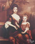 Two printed portraits of a mother and child