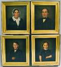 Continental School 19th Century Group of Four Portraits Father Mother Son