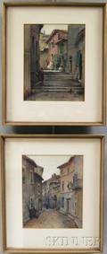 Mabel May Woodward American 18771945 Pair of Street Scenes Possibly Europe or Morocco