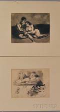Johann Robert Schrch Swiss 18951941 Two Ink Drawings Lovers