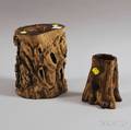 Two Wood Brush Pots