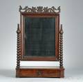 Late Classical Carved Mahogany Shaving Mirror