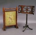 Victorian Oak Needlepoint Firescreen and a Carved Dictionary Stand
