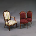 Three Renaissance Revival Carved Rosewood Chairs