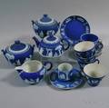 Seventeen Wedgwood Dark Blue Jasper Teaware Items