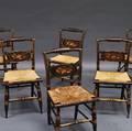 Set of Six Grainpainted and Giltstenciled Fancy Chairs