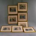 Seven Handcolored Framed Godey Fashion Prints