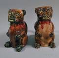 Two Majolica Figural Pug Pitchers