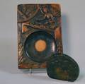 Japanese Ceramic Inkstone and a Carved Hardstone Inkstone