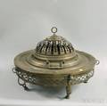 Round Pierced Brass Footed Brazier with Domed Cover
