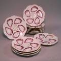 Set of Twelve Porcelain Oyster Plates