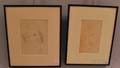Robert Genin American 18841939 Two Framed Figurative Drawings Seated Nude