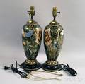 Pair of French Enameled Vases Mounted as Lamps