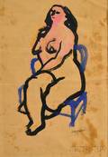 Earl Cavis Kerkam American 18911965 Portrait of a Seated Nude