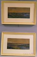 Edmund Darch Lewis American 18351910 Two Panoramic Landscapes FromHill