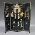 Modern Chinese Fourpanel Lacquered Screen