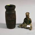 Wooden Figure and Bamboo Vase