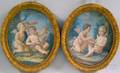 Continental School 19th Century Pair of Oval Framed Cupids