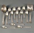 Fourteen Pieces of Tiffany  Co Vine Pattern Sterling Silver Flatware