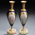 Pair of Sevresstyle Porcelain and Champleve Enamel Vases