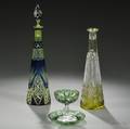 Group of American Green Cut Glass