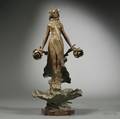 Art Nouveau Figural Patinated Spelter Lamp Base
