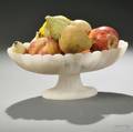 Collection of Eleven Carved Stone Fruit in an Alabaster Bowl