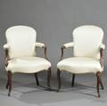 Pair of Upholstered Mahogany Open Armchairs
