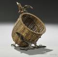Austrian Coldpainted Bronze Basket with Bird