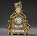 Sevresstyle Porcelainmounted Gilt Metal Mantel Clock