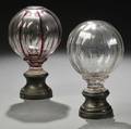 Two French Glass Newell Posts