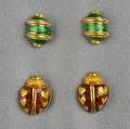 Two Pairs of 18kt Gold and Enamel Earstuds Tiffany  Co