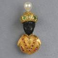 18kt Gold Gemset Blackamoor Brooch Spritzer  Fuhrmann