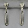 Art Deco Platinum Onyx and Diamond Earpendants Marcus  Co