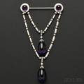 Edwardian Amethyst and Diamond Drapery Brooch Cartier