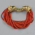 18kt Gold Enamel and Coral Bracelet
