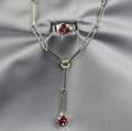 18kt White Gold and Pink Tourmaline Necklace and Ring Movado