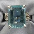 14kt White Gold Aquamarine and Diamond Ring