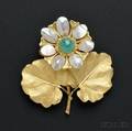 18kt Gold and Emerald Flower Brooch Mario Buccellati
