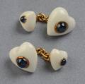 18kt Gold Cocholong and Sapphire Cuff Links Seaman Schepps