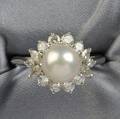 Platinum Cultured Pearl and Diamond Ring Tiffany  Co
