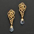 18kt Gold and Aquamarine Earpendants Buccellati