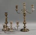 Pair of Silverplated Threelight Convertible Candelabra