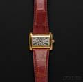 Ladys 18kt Gold Tank Divan Wristwatch Cartier