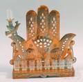Iraqi Silvered Copper Hamsaform Hanukkah Lamp